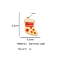 Ciondolo calza di Natale in acciaio inossidabile placcato oro 18K con smalto rosso - Calza di Natale Gialla (HP0066G05)