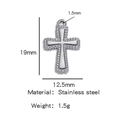 Silver stainless steel cross pendant with beaded edges and precise dimensions - Silver (Cross Shape)(HP0053S17)