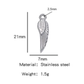 Silver stainless steel angel wing pendant with 21mm height and 7mm width dimensions - Silver (Wing Shape)(HP0053S18)