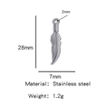 Silver stainless steel feather charm pendant with detailed engraving for DIY jewelry - Silver (Feather Shape)(HP0053S19)