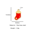 Ciondolo calza di Natale in acciaio inossidabile placcato oro 18 carats con smalto rosso - Calza di Natale Rosso Bianco (HP0066G08)