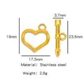 Goldener Herz-Knebelverschluss aus Edelstahl für Schmuck mit Abmessungsmarkierungen - Gold Cupido (HP0088G01)