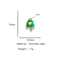 Green enamel bell pendant charm with gold heart and zircon in stainless steel - Christmas Bell Charm / Green (HP0119G01)