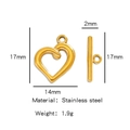 Goldener Herz-OT-Verschluss aus Edelstahl für Schmuckherstellung 17mm x 14mm - Gold Unregelmäßiges Herz (HP0088G02)