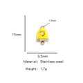Yellow enamel bell pendant with gold heart and rhinestones in stainless steel - Christmas Bell Charm / Yellow (HP0119G06)