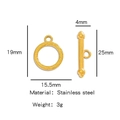 Fermoir à bascule doré en acier inoxydable avec anneau texturé et barre en T pour bijoux - Or Rayures (HP0088G07)