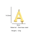 Polished gold stainless steel capital letter A pendant with dual connector rings - Letter A / Steel