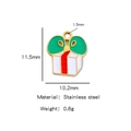 Ciondolo a forma di pacco regalo in acciaio inossidabile placcato oro 18K con misure - Scatola Regalo Fiocco Verde (HP0066G26)