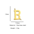 Golden stainless steel letter B charm connector, measuring 13mm by 7.5mm for DIY jewelry - Letter B / Steel