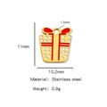 Ciondolo a forma di scatola regalo in acciaio inossidabile placcato oro 18K - Scatola Regalo Fiocco (HP0066G28)