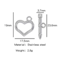 Kit fermoir OT Cupidon en acier inoxydable avec pendentif cœur et barre pour bijoux DIY - Argent Cupidon (HP0088S01)