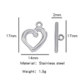 Fermoir à bascule OT en acier inoxydable argenté en forme de cœur pour bijoux - Argent Cœur Irrégulier (HP0088S02)
