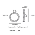 Fermoir à bascule en acier inoxydable argenté pour bijoux avec dimensions et informations - Argent Rond Irrégulier (HP0088S03)