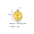 Pendentif médaillon croix en acier inoxydable doré avec dimensions et poids précis - Hp0061g06 (croix) / Prix ​​unitaire (pression Hydraulique)