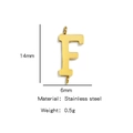 Golden stainless steel letter F pendant charm for DIY jewelry with size markings - Letter F / Steel
