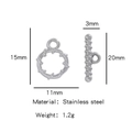 Kit de fermoir à bascule Cupid OT en acier inoxydable argenté avec anneau 15mm et barre 20mm - Argent Vigne (HP0088S04)