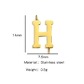 Gold stainless steel letter H charm with dual loops measuring 14mm by 7.5mm - Letter H / Steel