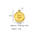 Pendentif trèfle doré en acier inoxydable avec design de sceau en cire irrégulier - Trèfle Doré (HP0061G09)