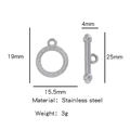 Fermoir à bascule OT en acier inoxydable argenté texturé pour fabrication de bijoux - Argent Rayures (HP0088S07)
