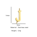Polished golden stainless steel letter J charm pendant for jewelry making with dimensions - Letter J / Steel