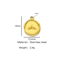 Pendentif queue de poisson en acier doré style sceau de cire vintage 16mm x 13,4mm - Queue de Baleine Dorée (HP0061G13)