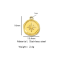 Pendentif étoile octogonale en acier inoxydable doré pour création de bijoux 16x13mm - Hexagramme Doré (HP0061G14)