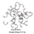 Zilveren roestvrijstalen U-vormige draadbeschermer 5x6mm voor sieraden 20 stuks - 4x5mm / Staalkleur