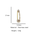Orecchini a spilla da balia in acciaio inox dorato con strass in cristallo lucido - Placcatura sottovuoto per ritenzione del colore / Oro Strass Bianco Piccolo (HP0122G01)
