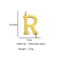 Polished gold stainless steel letter R connector charm for DIY jewelry 14.5x7mm - Letter R / Steel
