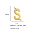 Polished gold stainless steel letter S connector pendant, size 13x6mm for DIY jewelry - S / Steel