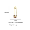 Orecchino a spilla da balia in acciaio inossidabile dorato con strass multicolori - Placcatura sottovuoto per ritenzione del colore / Oro Strass Multicolore Grande (HP0122G04)