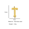 Golden letter T stainless steel pendant connector with dimensions 14mm x 7mm and double rings - Letter T / Steel