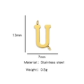 Golden stainless steel letter U charm pendant with dimensions 13mm by 7mm for DIY jewelry - Letter U / Steel