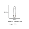 Silver stainless steel safety pin earring with sparkling white rhinestones 38.5mm - Vacuum Plated Color Retention / Gold White Rhinestone Large (HP0122S03)