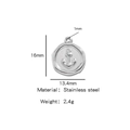 Pendentif rond en acier inoxydable poli avec motif d'ancre pour colliers DIY - Ancre Argentée (HP0061S07)