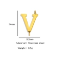 Polished gold letter V stainless steel connector pendant for DIY jewelry making 14mm - Letter V / Steel