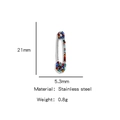 Colorful rhinestone safety pin earring in stainless steel with detailed dimensions - Vacuum Plated Color Retention / Steel Color Multicolor Rhinestone Small (HP0122S02)