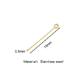 18mm golden stainless steel eye pins with 0.6mm thickness for DIY jewelry making - Vacuum Plating / 0.6*18mm