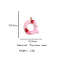 Rosaroter Emaille-Buchstabe Q Anhänger aus Edelstahl mit süßer Donut-Struktur-Oberfläche - Einzelner Anhänger / Buchstabe Q