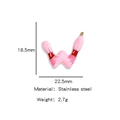 Rosa und burgunderroter Emaille-Buchstabe W Anhänger aus Edelstahl für DIY-Schmuck - Einzelner Anhänger / Buchstabe W
