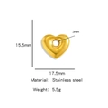 Cuenta espaciadora de corazón en acero inoxidable dorado con agujero 3mm para joyería - Corazón (HP0129G01) / Dorado - Corazón