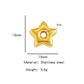 Cuenta estrella de acero inoxidable dorado para bisutería DIY con dimensiones y peso - Estrella (HP0129G03) / Dorado - Estrella