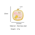 Golden sea turtle pendant with pink enamel and pearls in stainless steel frame - Turtle Pink (HP0091G01)