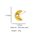 Polished gold stainless steel crescent moon spacer bead for jewelry making 17.5mm - Gold-Moon