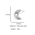 Polished stainless steel crescent moon bead with 3mm large hole for DIY jewelry making - Steel Color - Moon