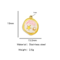 Colgante de tortuga en acero inoxidable dorado con perla y esmalte de estrella rosa - Estrella Rosa (HP0091G13)