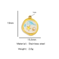 Colgante náutico de estrella de mar en acero inoxidable dorado con esmalte y perla - Estrella Cian (HP0091G14)