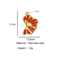 Irregular ribbon-shaped red enamel and gold stainless steel pendant charm 21x13.5mm - Fan Shaped Enamel Pendant (HP0147G01) / Red