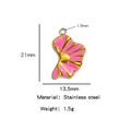 Pink enamel heart pendant in gold plated stainless steel with 21mm height dimension - Fan Shaped Enamel Pendant (HP0147G04) / Rose Red