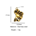 Gold-schwarzer Anhänger aus Edelstahl mit 21 mm Höhe und 13,5 mm Breite für Schmuck - Fächerförmiger Emaille-Anhänger (HP0147G06) / Schwarz